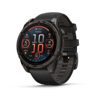 Смарт-часы GARMIN FENIX 8 47 mm AMOLED Sapphire Carbon Gray DLC черный силикон