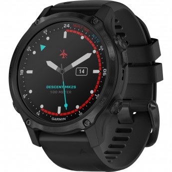 Смарт-часы GARMIN DESCENT MK2S Carbon Gray DLC Black с черным силиконовым ремешком